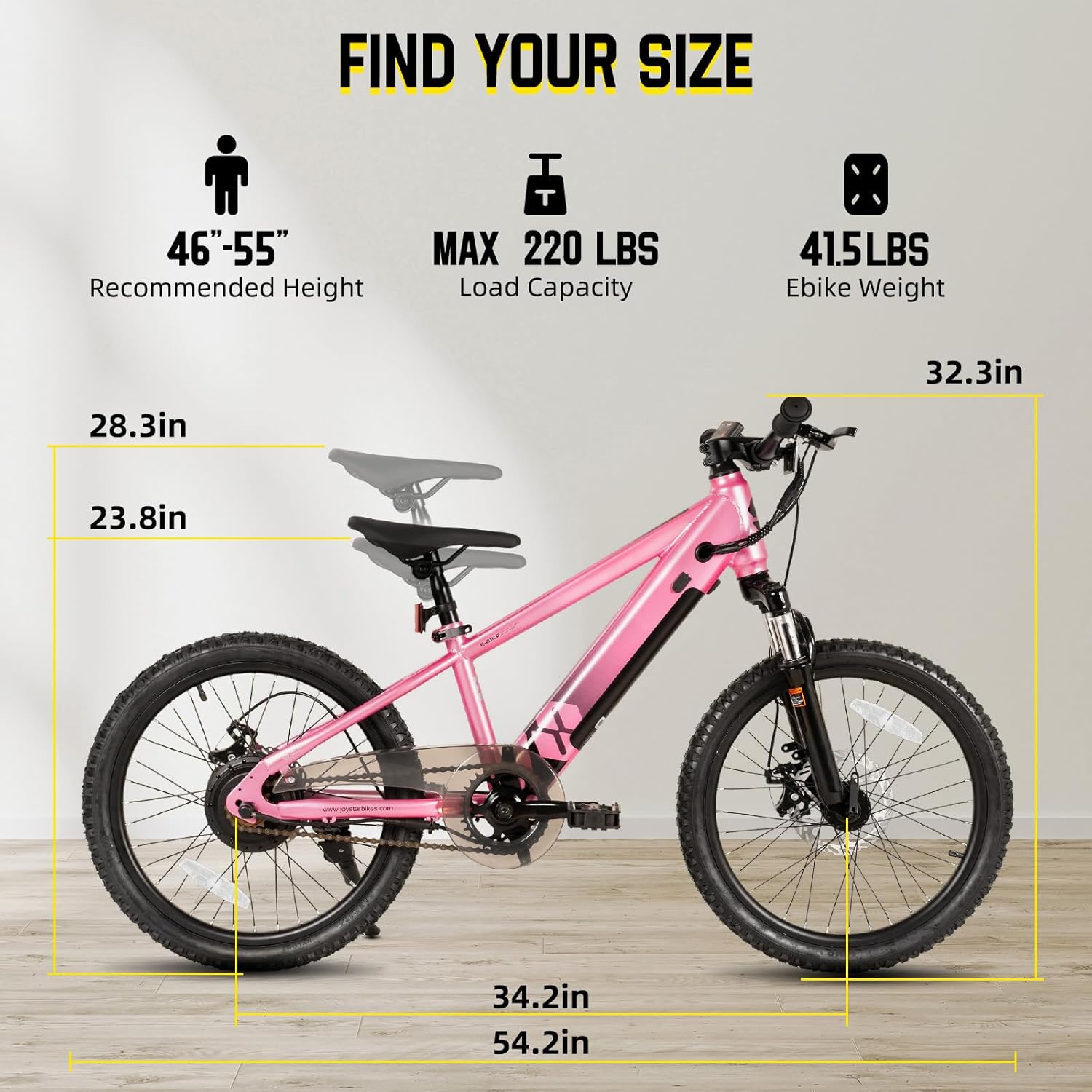 JOYSTAR 20 26 Inch Electric Bike for Kids Teens Ages 6+ with 250W/500W Brushless Motor, Electric Mountain Bicycle with Removable Battery, Safe Children Ebikes with Dual Disc Brakes