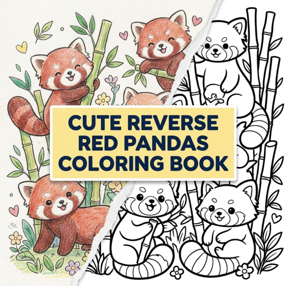 Cute Reverse Red Pandas Coloring Book