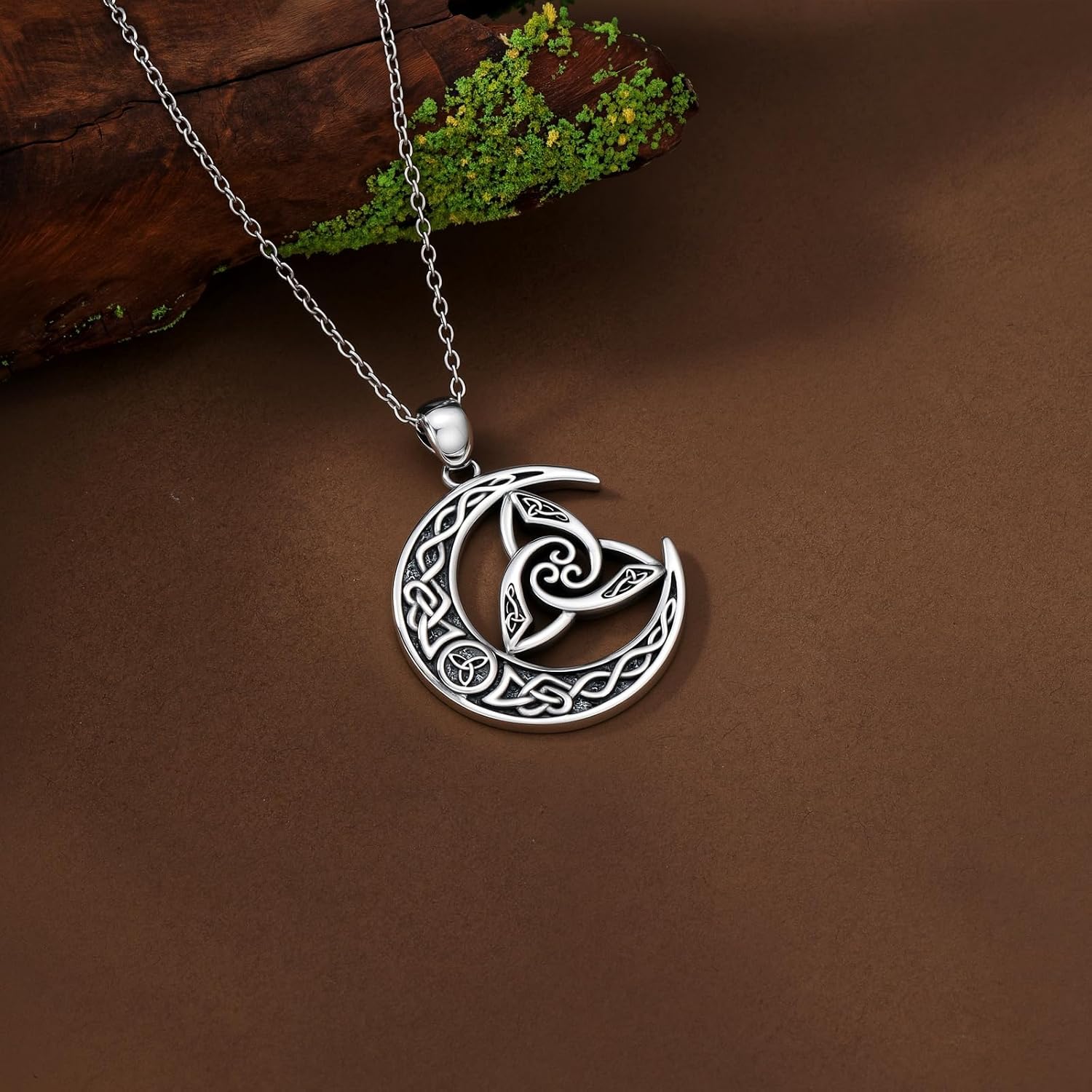 Cross/Pentagram/Tree of Life/Celtic Trinity/Anchor/Thor's Hammer/Sun/Eye of Horus Necklace Moon Pendant Mothers Day Gifts for Women image 5