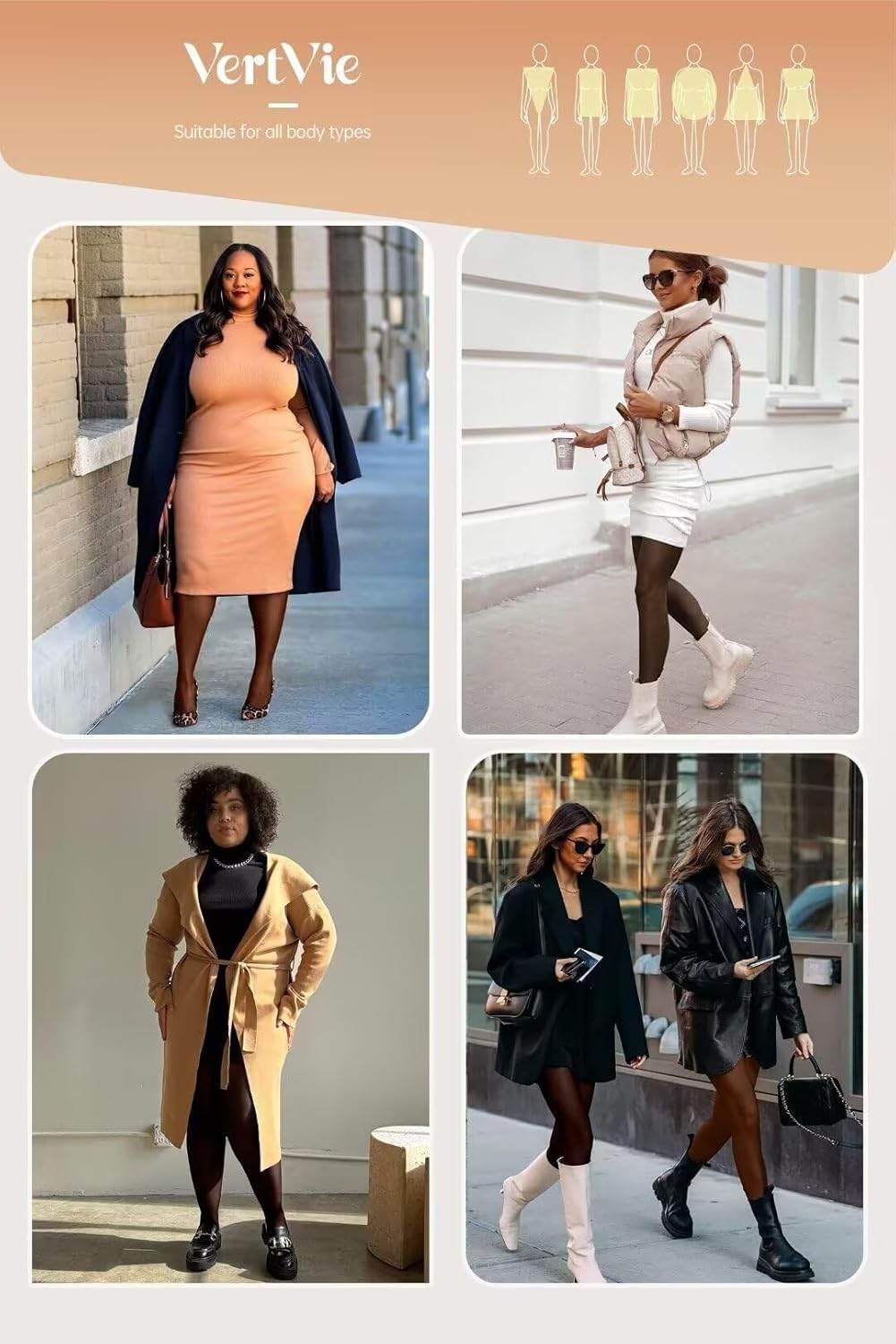 Vertvie 2 Pairs Fleece Lined Tights Women Crotch One Seam Line Warm Sheer Pantyhose Fake Translucent Thermal Thick Leggings - Image 5