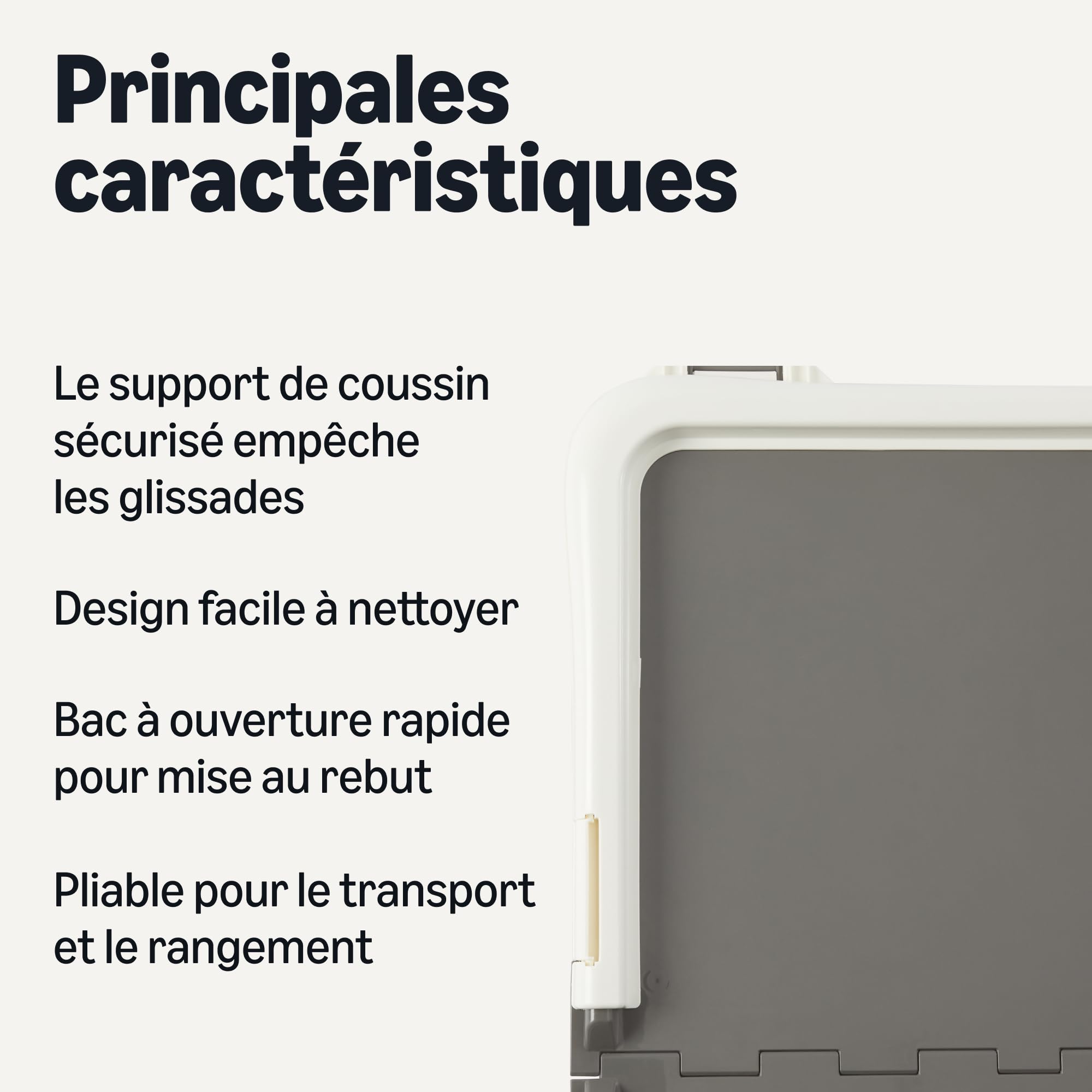 Amazon Basics Support de Tapis d’Entraînement pour Chien, Loquets Sécurisés, Plastique Recyclé Très Épais et Antidérapant, 71,1 x 86,4cm, L, Blanc et Anthracite