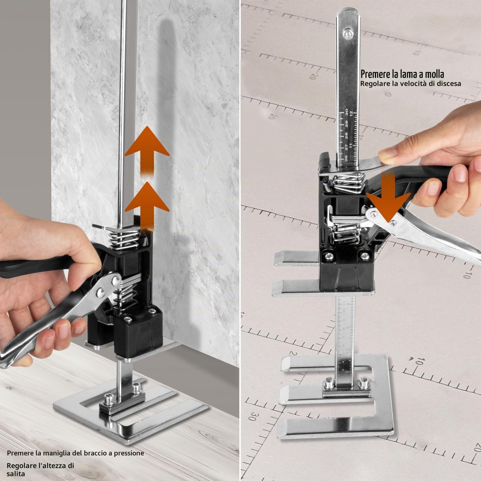 2 pezzi Sollevatore per Pannelli di Livellamento a Risparmio di Lavoro,400kg/880lbs,per Pavimenti, Porte, Installazione di Armadi, Sollevatori per Cartongesso, con Scala (39cm)