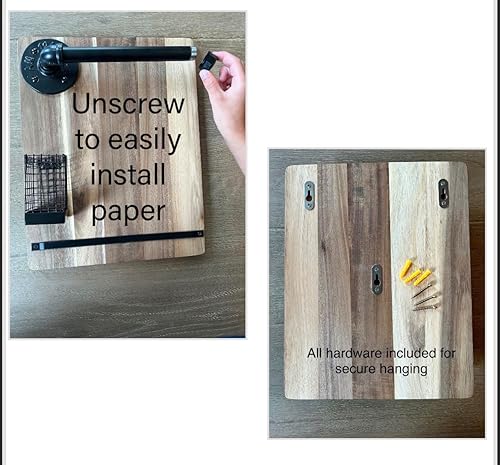 Miniatura 9 de Dispensador de papel kraft – Dispensador de rollo de papel montado en la pared – Tablones de mensajes decorativos para pared – Soporte para bloc de