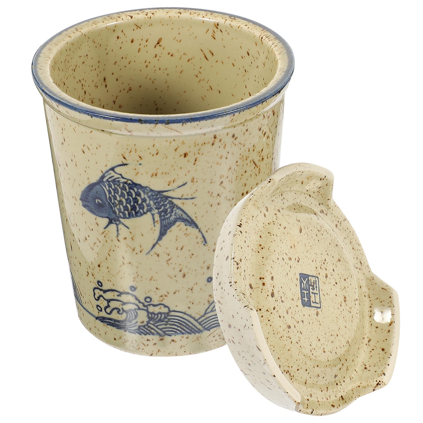 Fenical Porte-ustensiles en Céramique Stable et Compact Cuisine, Support pour Baguettes et Cuillères, Design Moderne Khaki, pour Organiser et Garder les Ustensiles Accessibles
