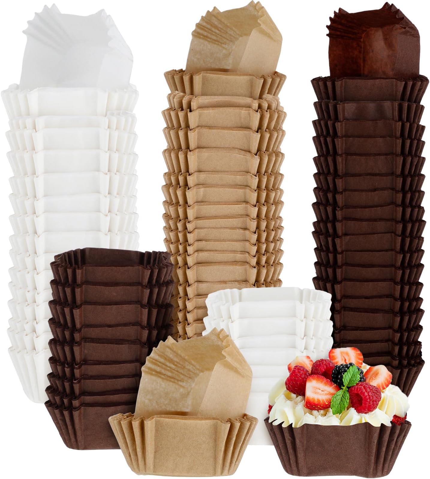 Layhit900 Pcs Mini Square Cupcake Liners Bulk Disposable Brownie Baking Cups Pan Liners Paper Baking Cup for Wedding Graduation Baby Shower Birthday Party Supplies