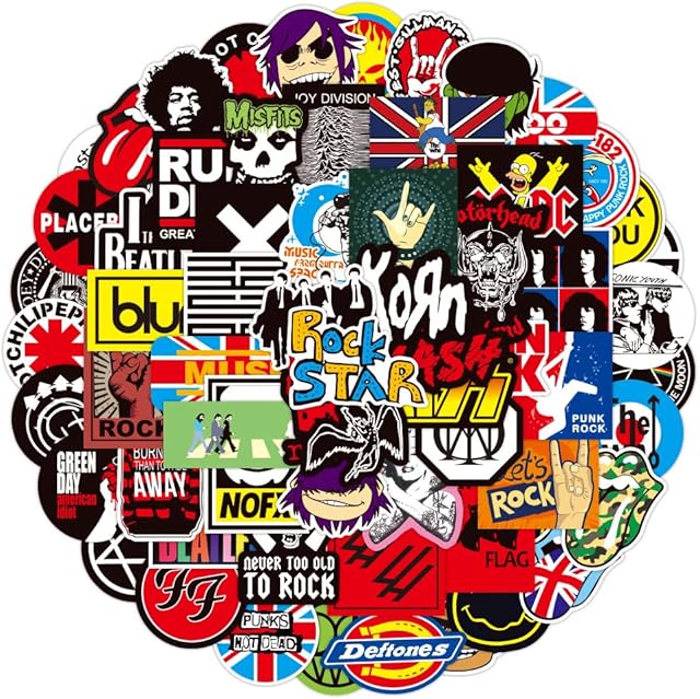 WayOuter Rock Music Band Stickers 100pcs Vinyl Waterproof Decals for Guitar Laptop Skateboard Car