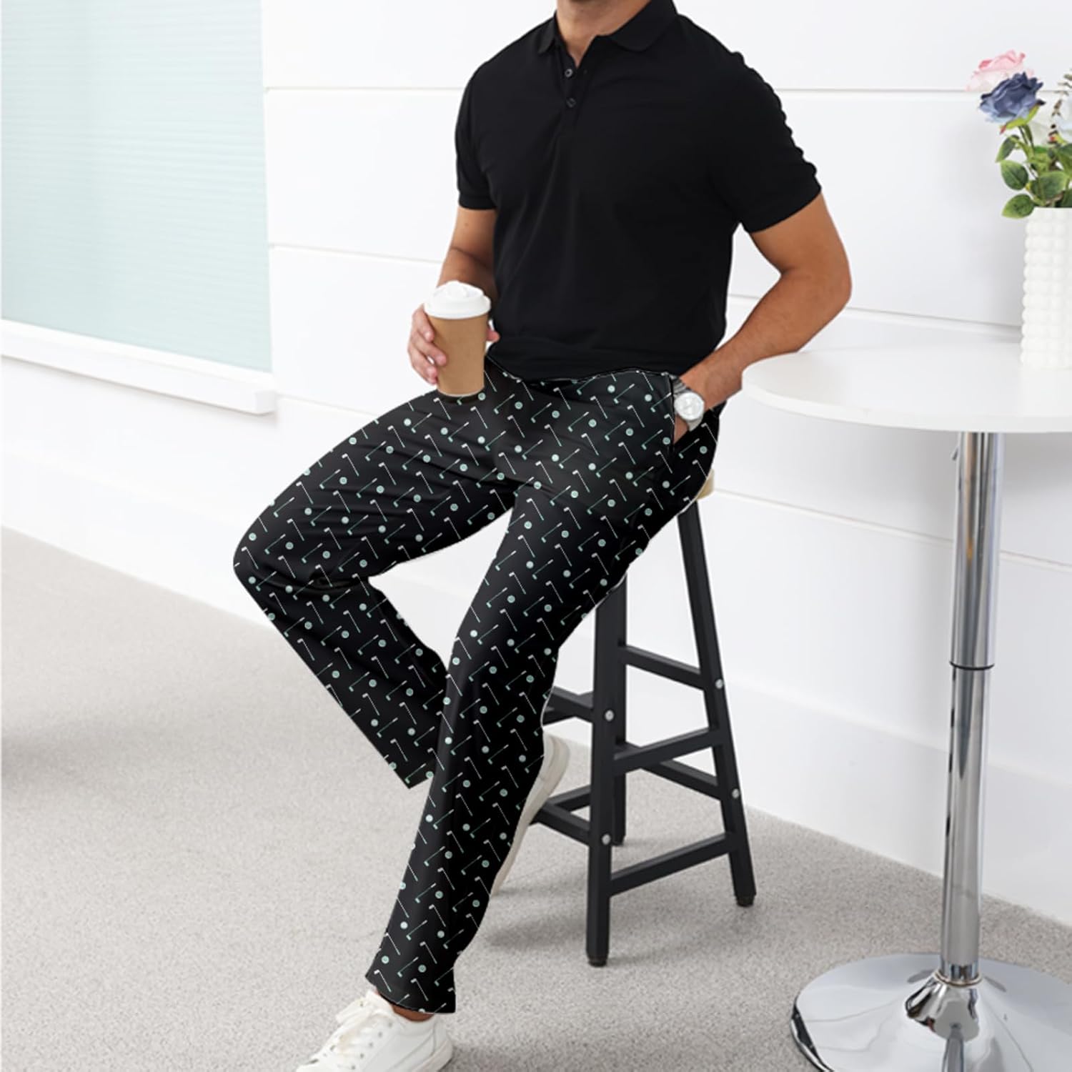 Men's Golf Lightweight Dress Pants Stretch Work with Pockets Running Comfy Work Pants