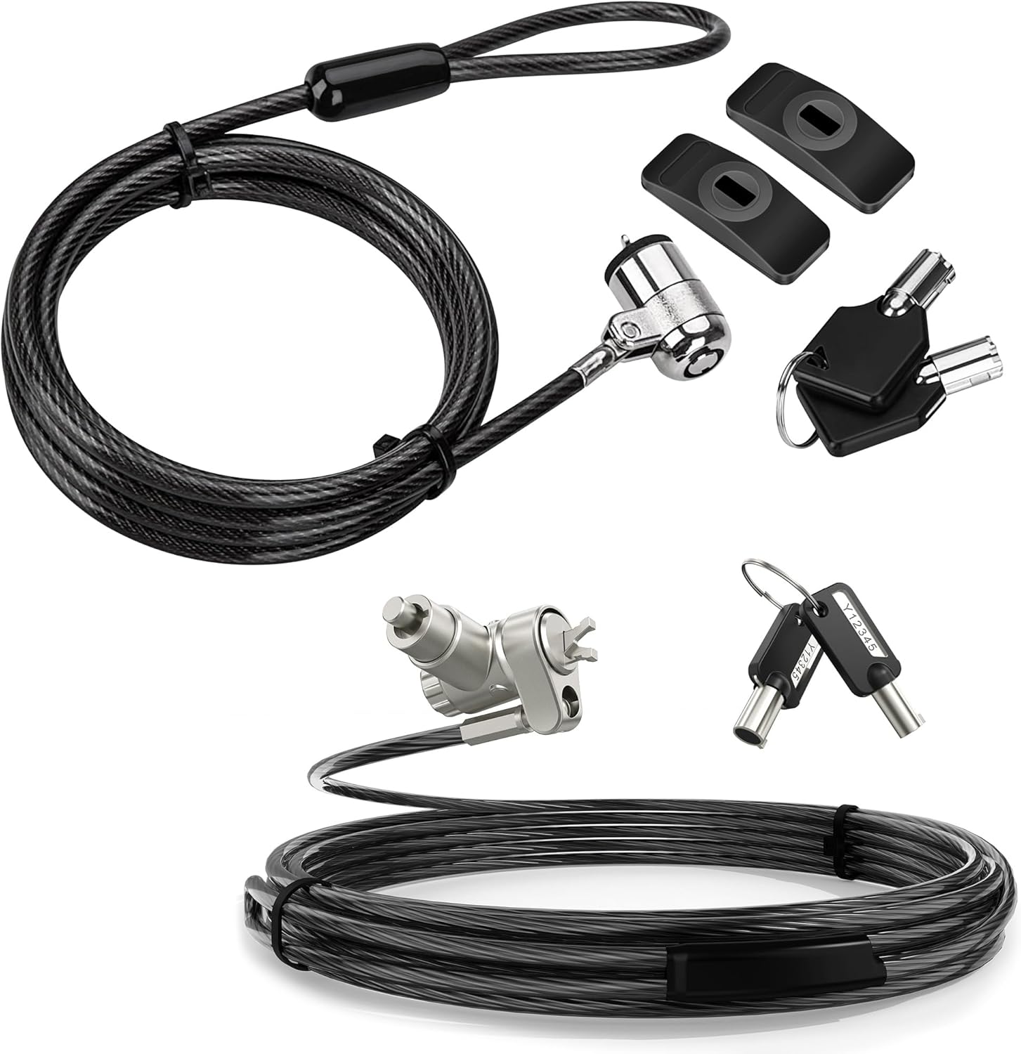 AboveTEK Laptop Lock, Tablet Lock Security Cable with Adhesive Anchors, 3-in-1 Universal Laptop Cable Lock, Professional Laptop Security Lock with 2 Keys