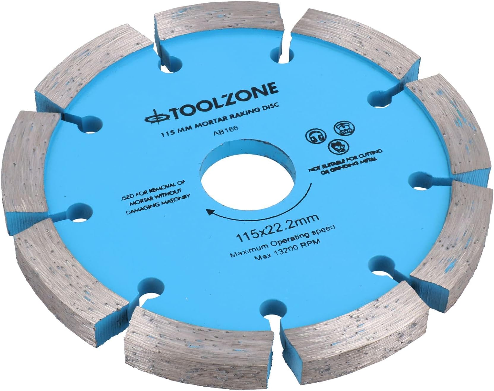Toolzone 115mm x 8mm Diamond Tipped Mortar Raking Disc Masonry Blade 4-1/2” Grinders