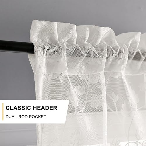 Miniatura 3 de TERLYTEX Cortina de cenefa de encaje negro para ventana, cenefa rústica negra traslúcida de 18 pulgadas de largo para cocina, cortina de café corta