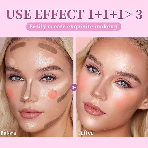 Miniatura 5 de Barra de contorno líquido suave, bronceador facial con punta de esponja integrada, tono fresco para mujeres y niñas, maquillaje crema ligero