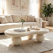 46" Cloud Coffee Table with 3 Ball Legs,Irregular Center Table