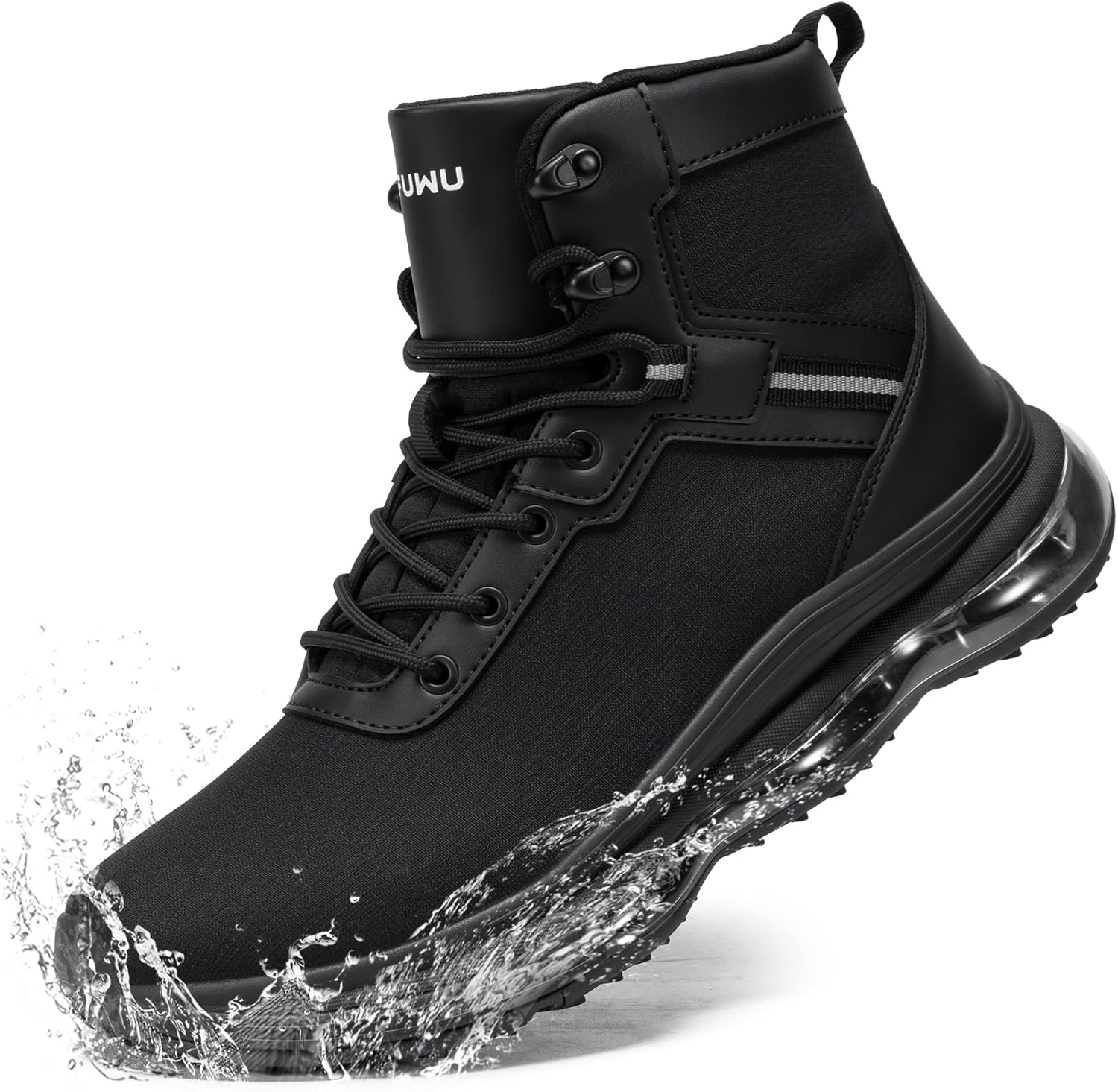 Military Tactical Boots Men Waterproof Lightweight Work Boots Side-Zip Durable Cushion Support Work Hiking Shoes
