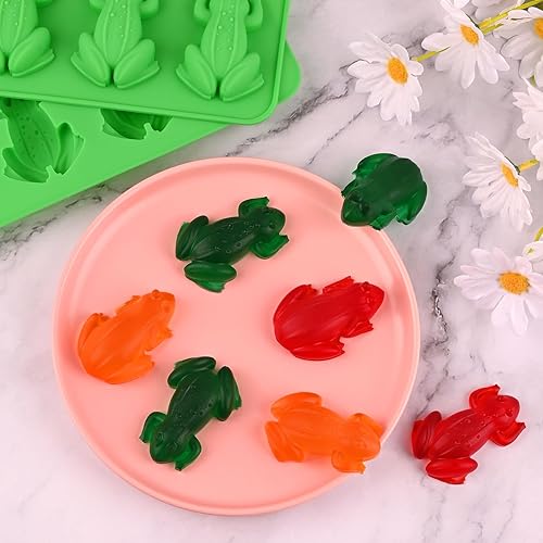 Miniatura 6 de Paquete de 2 moldes de silicona de rana de chocolate, moldes para hornear ranas 3D para chocolate, dulces, decoración de pasteles, jabón, resina,