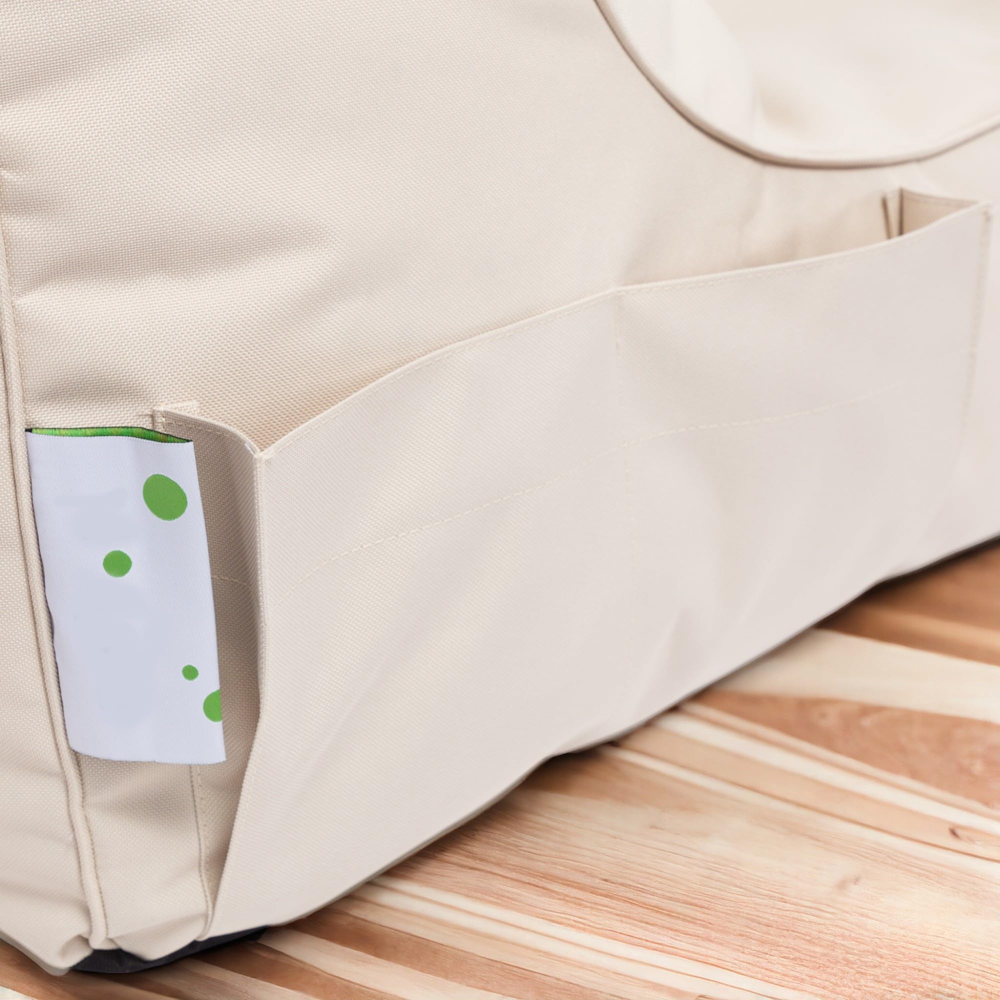 Ecopuf - Pouf Poltrona a Sacco da Esterno Chaise Longue - Puffo per Sedersi con Tasca Portaoggetti e Maniglia - Puff in Tessuto Impermeabile - Poltrona Relax - Arredamento Casa - Panna Nc18