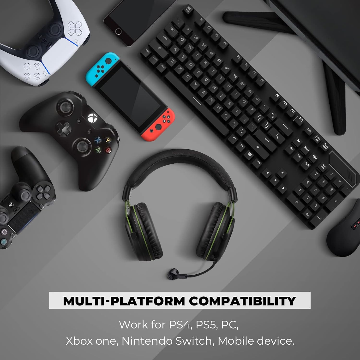 EKSA E900 Gaming Headset for Xbox - PC Headset Wired Gaming Headphones with Noise Canceling Mic, Over Ear Headphones Compatible with PS4, PS5, Xbox One, Nintendo Switch, PC, Mac, Laptop(Green)