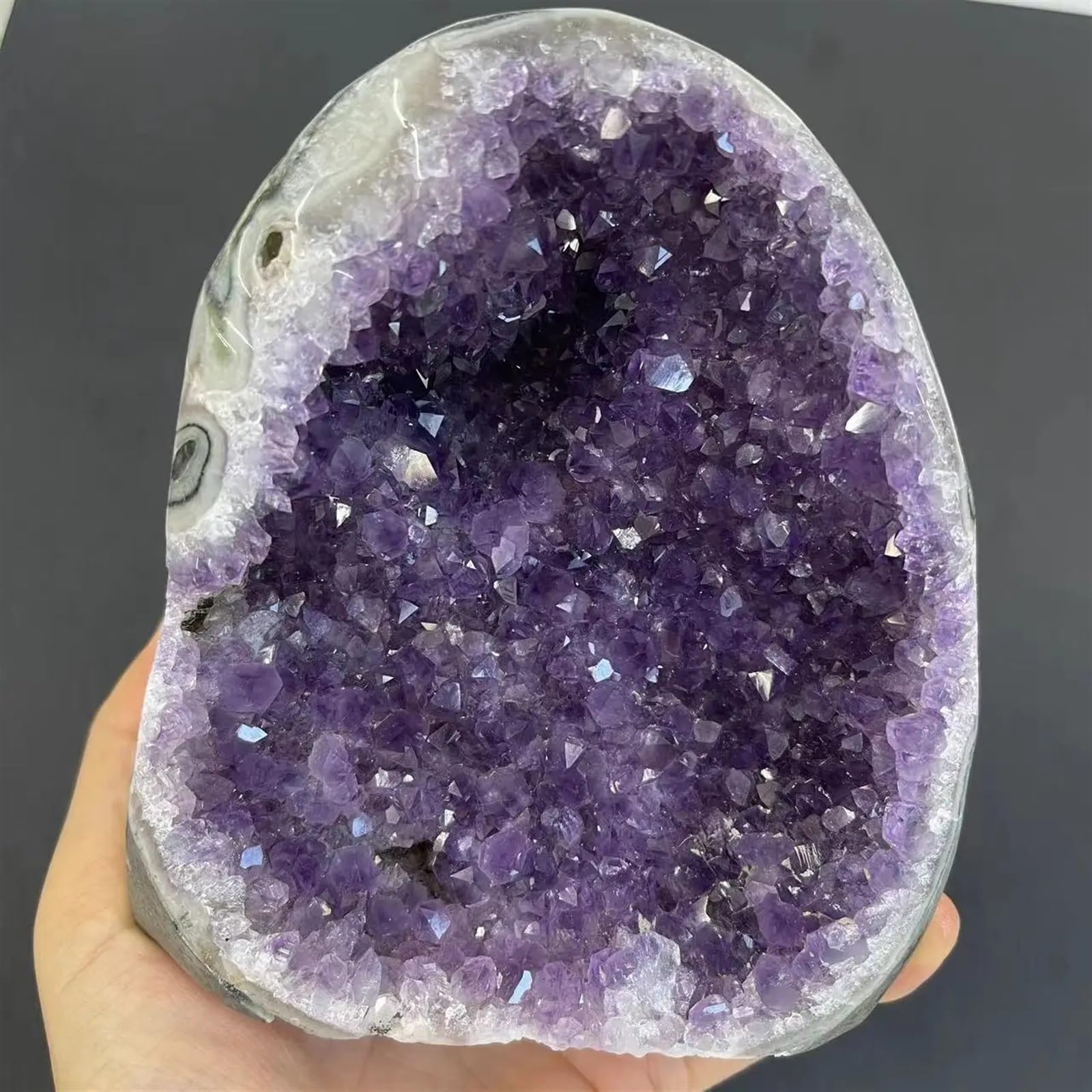 KatLin Racimo de Cristal Natural, Piedra de Amatista, geoda, minerales de Cuarzo Crudo, decoración del hogar Real de Uruguay, Chakras y Reiki espirituales Adornos (Size : 400-500g)