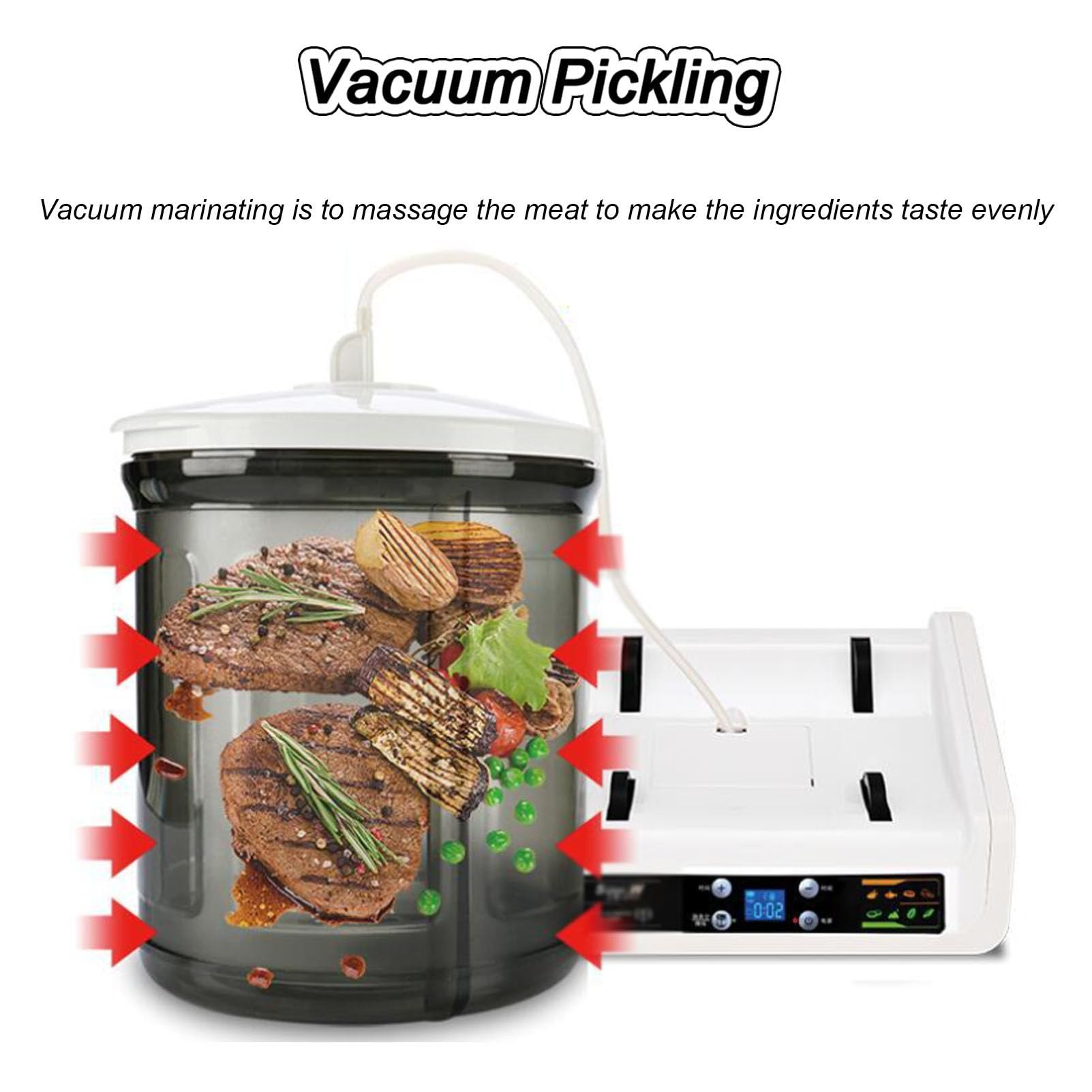 Marinador de Vaso de Carne,Máquina de Marinado de Vaso al Vacío Automático,Máquina de Marinado de Vaso al Vacío para Carne y Vegetales