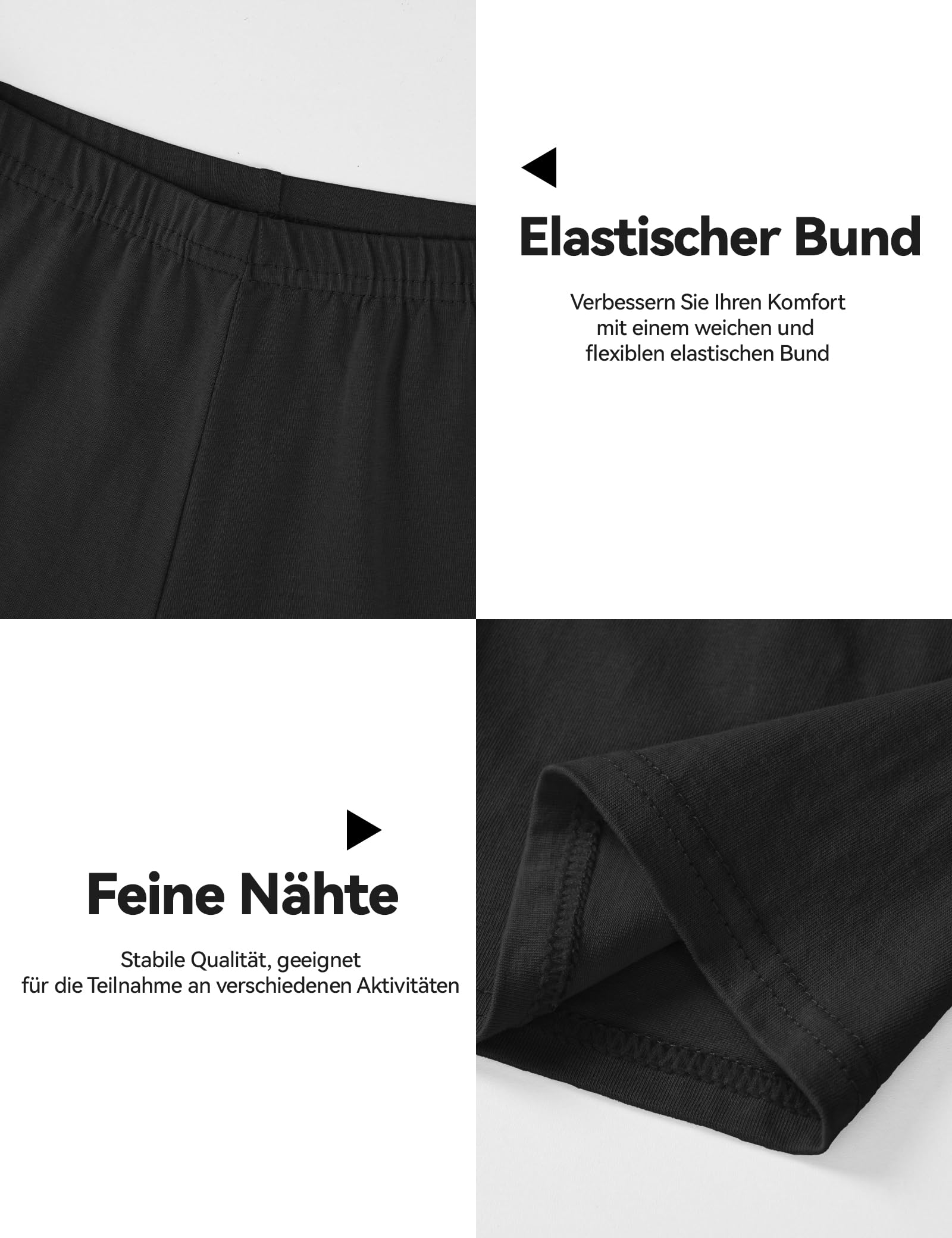 KEREDA 3er-Pack Radlerhose Mädchen Kurze Hose Kinder Shorts Leggings Baumwolle Sporthose