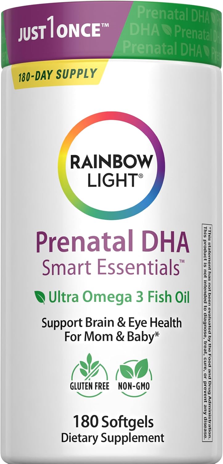 Rainbow Light Prenatal DHA Vitamins for Women | 180 Softgels | Ultra Omega 3 Fish Oil (EPA & DHA) | Supports Brain & Eye Health for Mom and Baby | for Pregnancy & Nursing