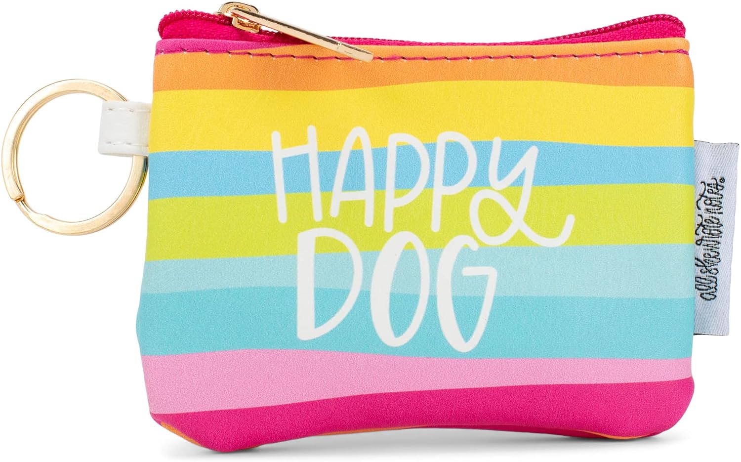 Mary Square Happy Dog Rainbow Colored 3 x 4 Vegan Leather Pet Bag