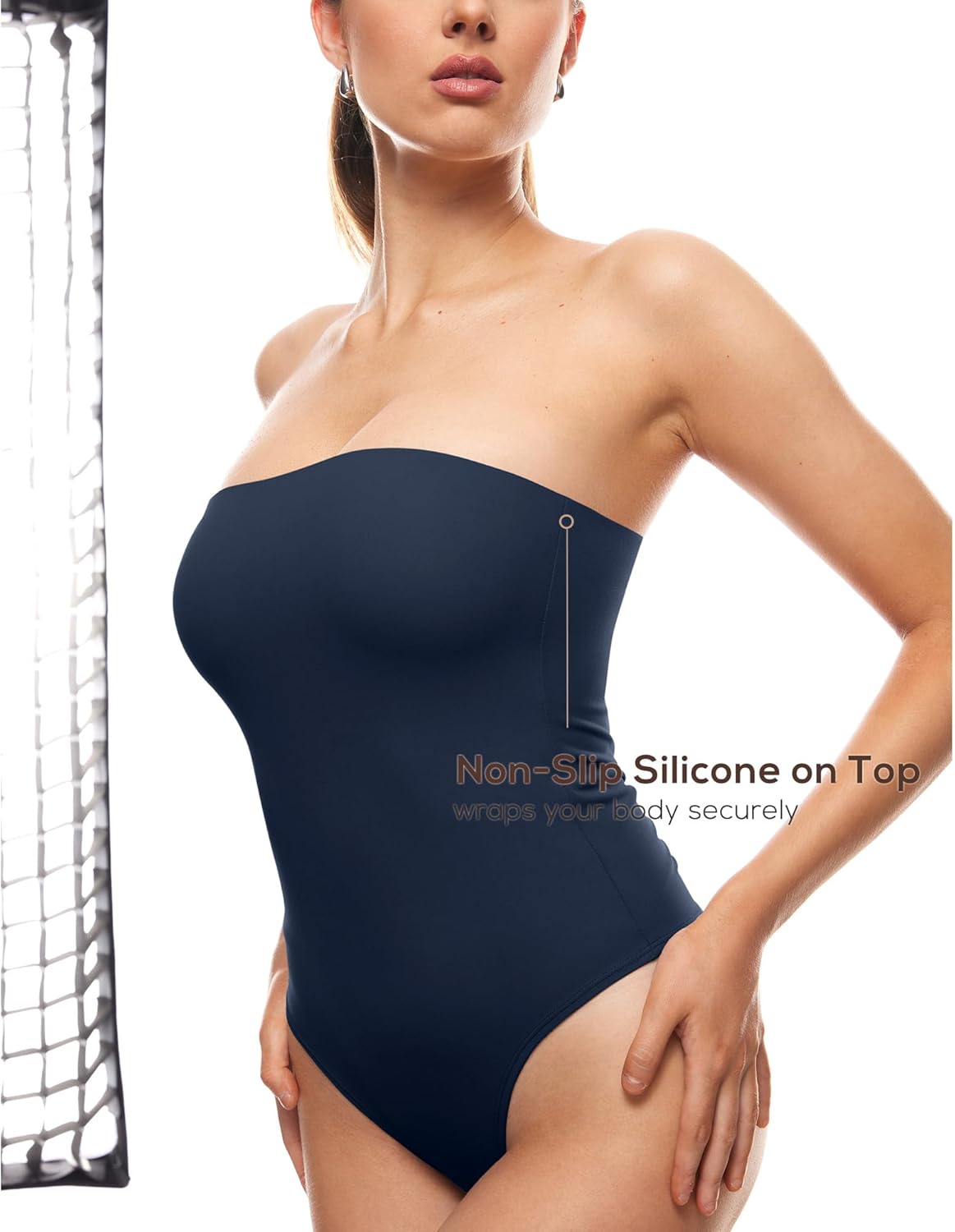 INLYRIC Women's Natrelax Sexy Strapless Bodysuit Thong Tube Top Off The Shoulder One Piece Leotard - Image 3