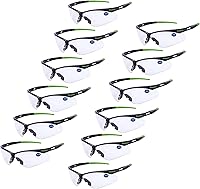 Vista 12 de ProtectX Anteojos de seguridad clásicos, lentes antivaho resistentes a los arañazos, gafas protectoras para el trabajo, interior/exterior, ANSI Z87.1