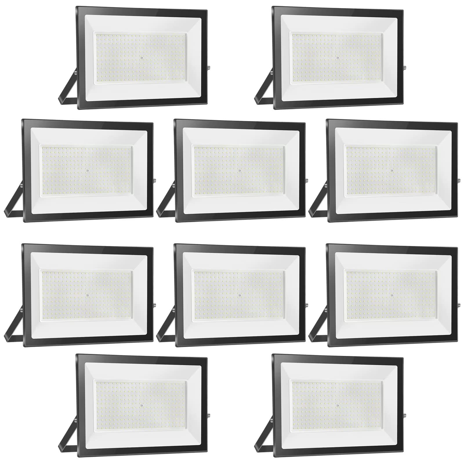 10 Pezzi 300W Faretto LED da Esterno 30000LM Super Luminosa Bianco Caldo 3000K Fari LED Lampada, Impermeabile IP65 Proiettore Faro, Luce di Sicurezza per Giardino Corridoio Piazza Cortile Garage