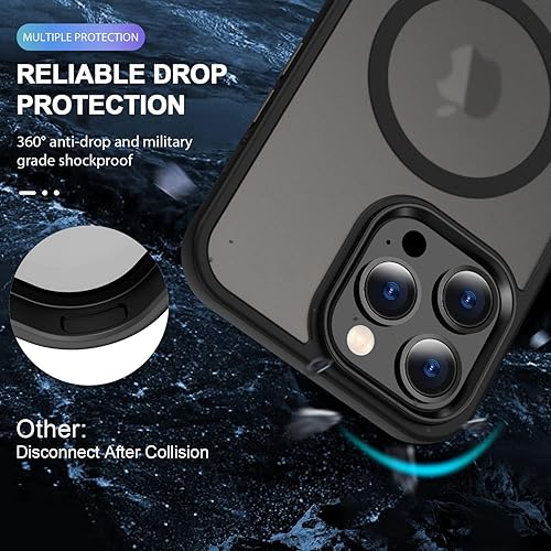 Miniatura 2 de SKYE1NY Funda magnética para iPhone 13 Pro Max, probada en caídas de grado mil, compatible con magnética, a prueba de golpes, translúcida, delgada,