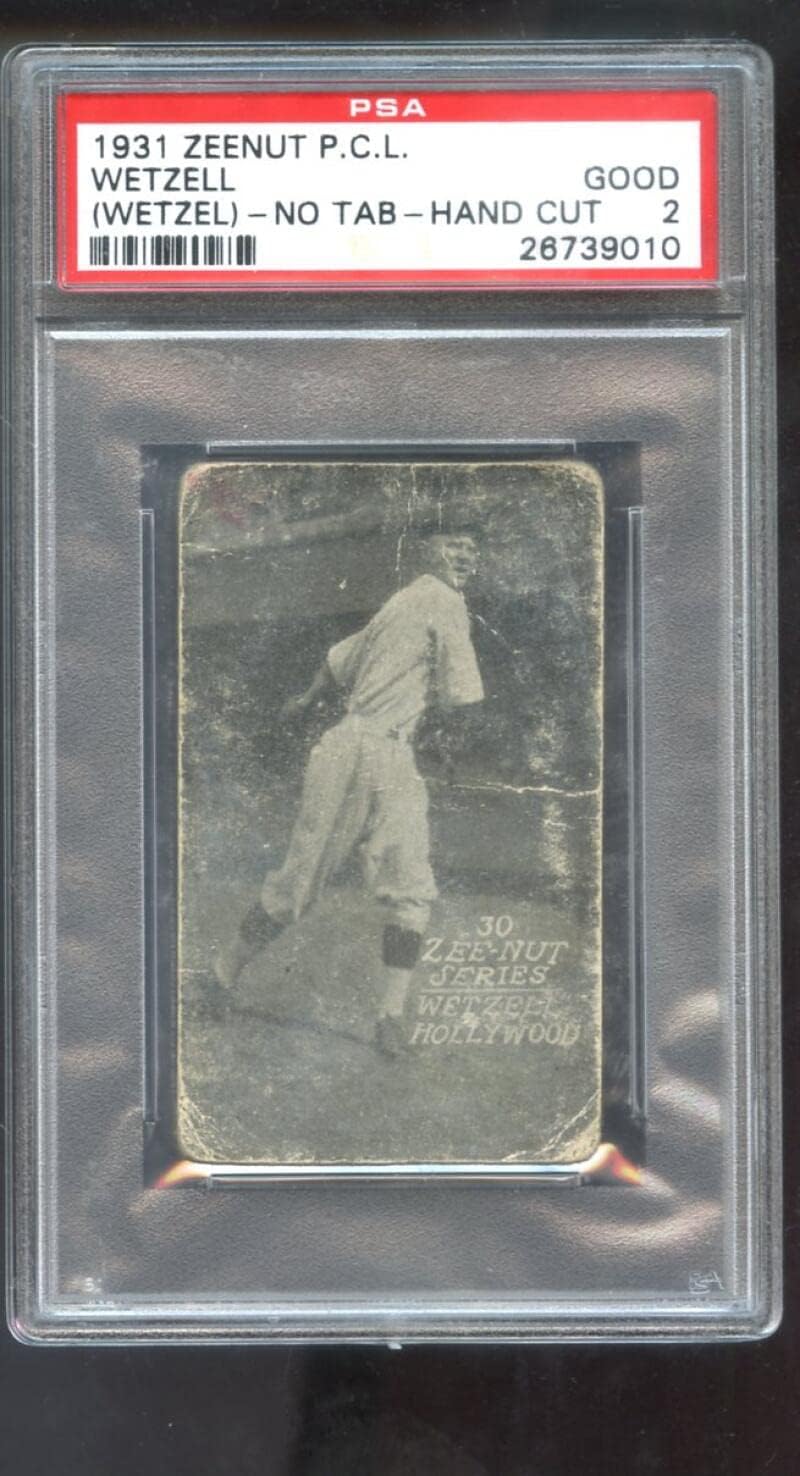 1931 1930 Zeenut Zeenuts Buzz Wetzel PSA 2 Graded Baseball Card Pacific Coast League PCL P.C.L. Hollywood Stars
