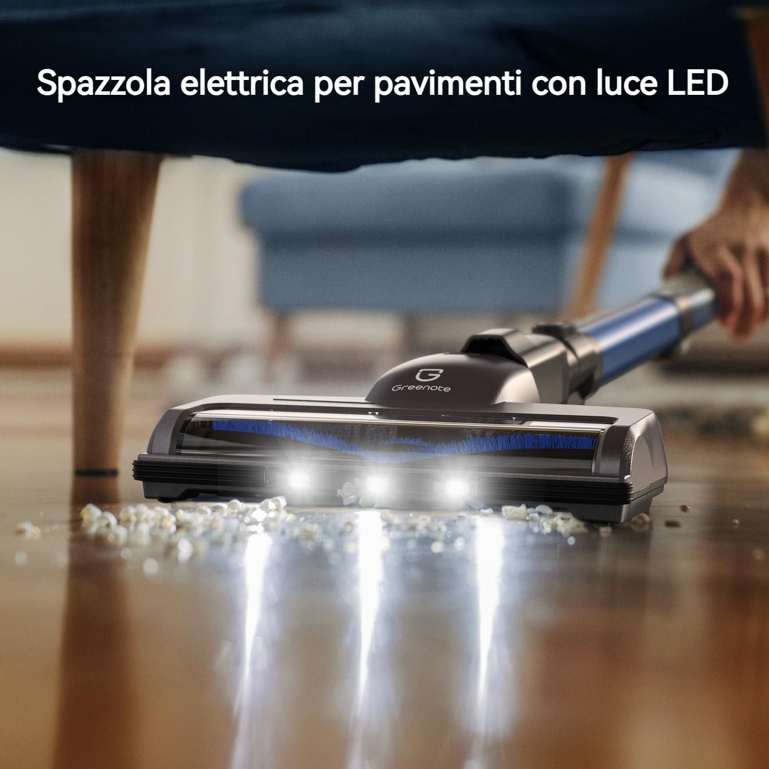 Greenote Aspirapolvere Senza Fili, 22kpa Scopa Elettrica Senza Fili Potente con Motore Brushless, 30Min Batteria Rimovibile Aspirapolvere senza Sacco Leggero per Pavimenti/Tappeti/Casa