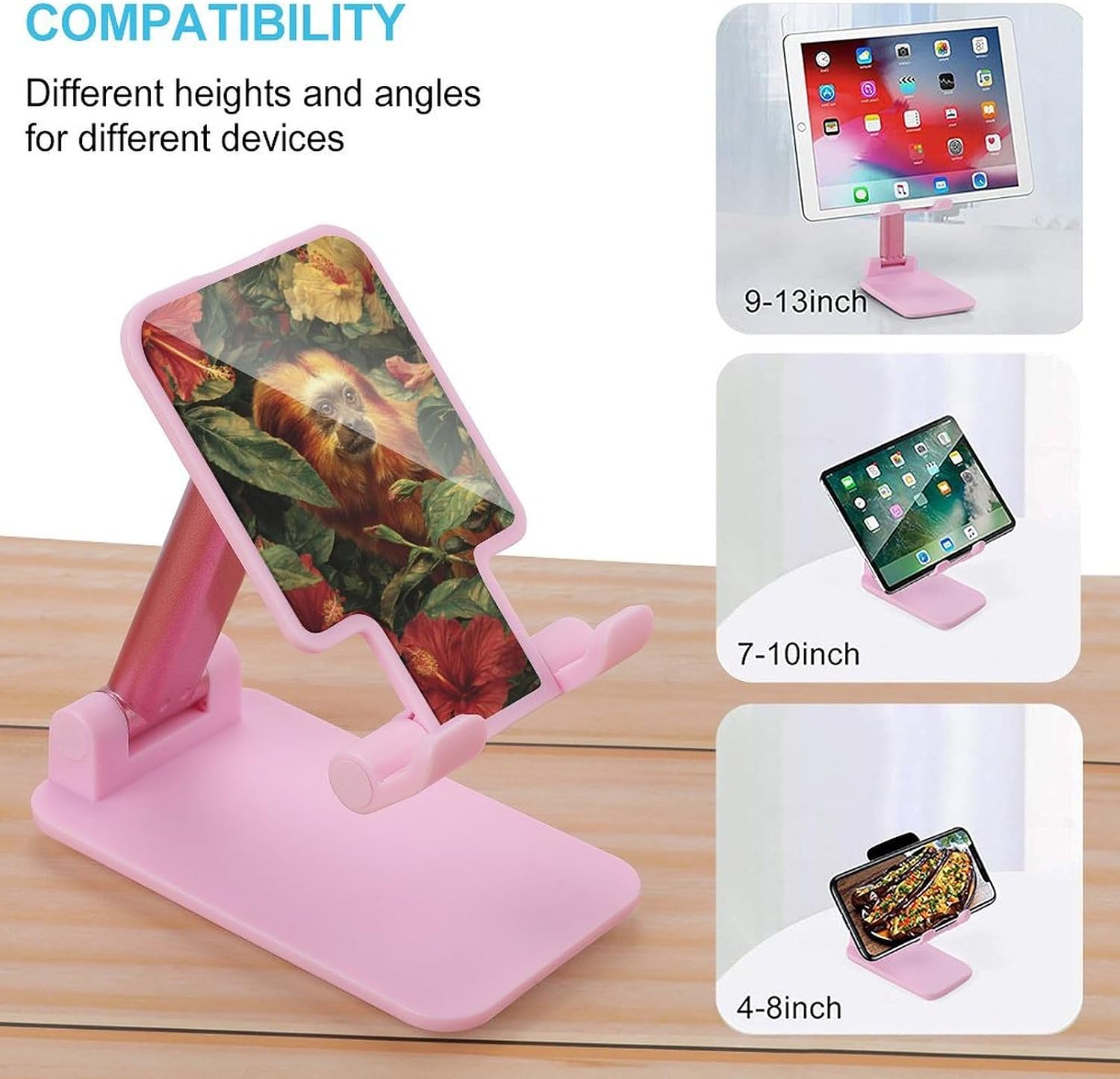 Monkey Hibiscus Flower Cell Phone Stand for Desk Phone Holder Mount image 3