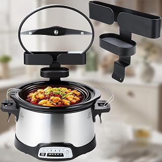 YIGII Crock Pot Lid Holder - Fits Most Slow Cookers, Lid Holder While Cooking with Fast-Drying Diatomite Stone, Crockpot Accessories Space Saving, Black