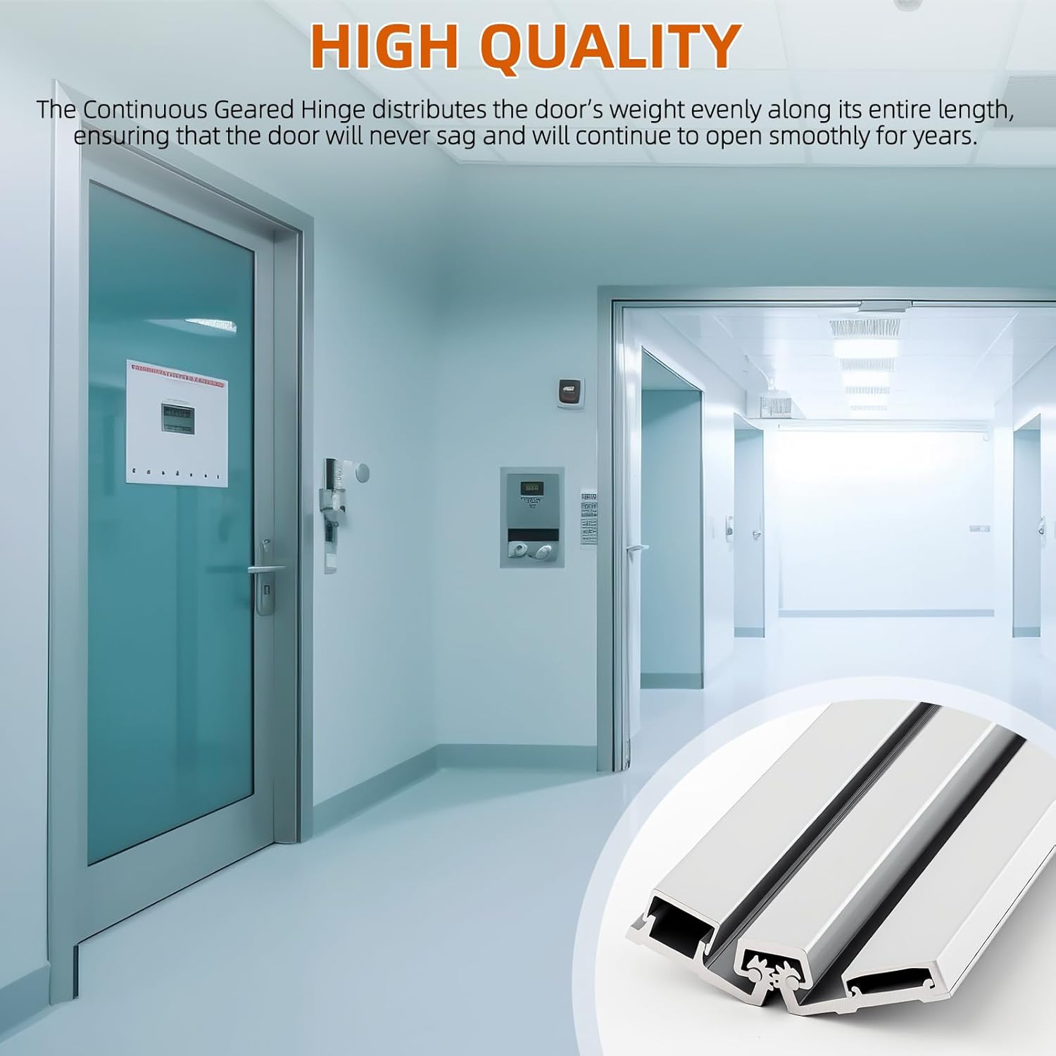 MorningRo 1 Pcs 83" Heavy Duty Continuous Hinge Y, Full Surface Anodized Aluminum Continuous Geared Hinge Center Pivot Tamperproof for Repairing Storefront Door Installations Door (Silver)