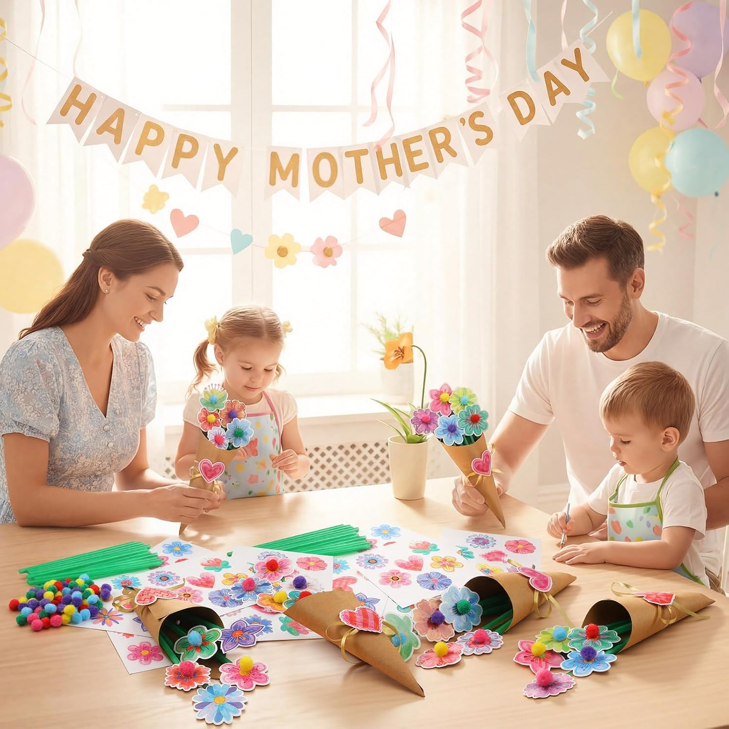 Motipuns 48 Set Graduation DIY Paper Crafts Flower Bouquet Craft Kit Bouquets Make Your Own Tulip Thankful Gifts for 2026 End of Year Last Day of School Gifts Home Classroom Activities image 5