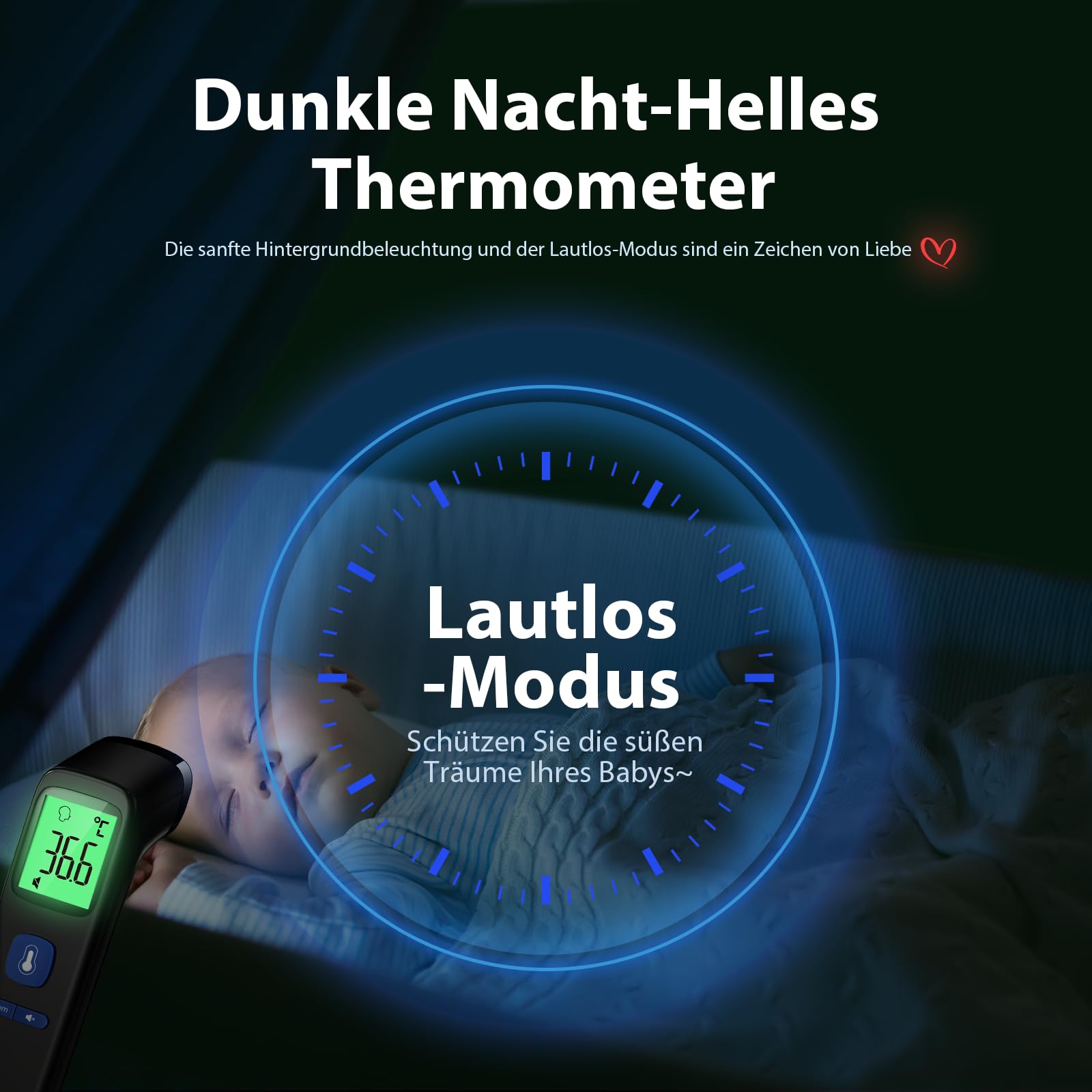 Fieberthermometer Kontaktloses Stirnthermometer, digitales Infrarot-Thermometer für Babys und Erwachsene mit sofortiger Messgenauigkeit und Fieberalarm, Schwarz