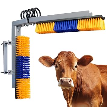 Livestock Scratch Brush With Spring Iron Holder,Animal Back Scratching Brush Including 4pcs goat brushes, 4 stands and accessories For Cow,Cattle,Sheep, Horses,Pigs,Massage Grooming Tool