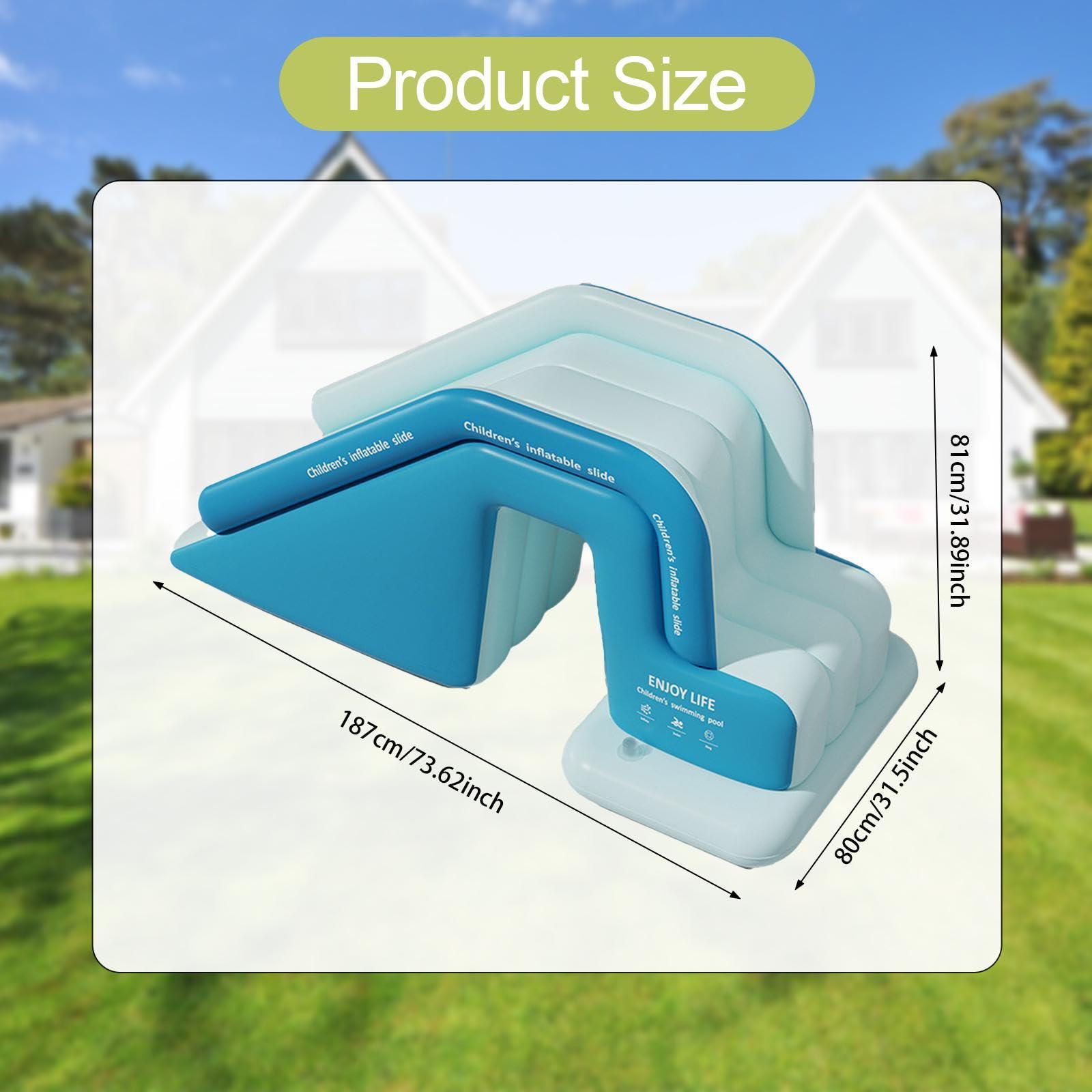 predolo Tobogán de Piscina Inflable, Tobogán de Agua de PVC para Verano, Piscina sobre El Suelo, Jardín, Azul