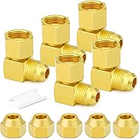 Vista 11 de GASHER 10 piezas de conector de tubo con abocinamiento SAE de latón, conector de tuerca de 1/2 pulgada para aire acondicionado, extensión de cobre