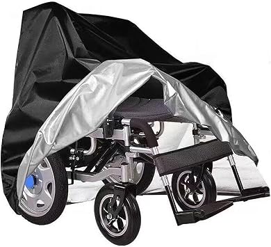Electric Wheelchair Cover for WHILL Model F, Waterproof Heavy Duty Oxford Power Chair Cover with UV Resistant Silver Coating & Drawstring Bottom,Black