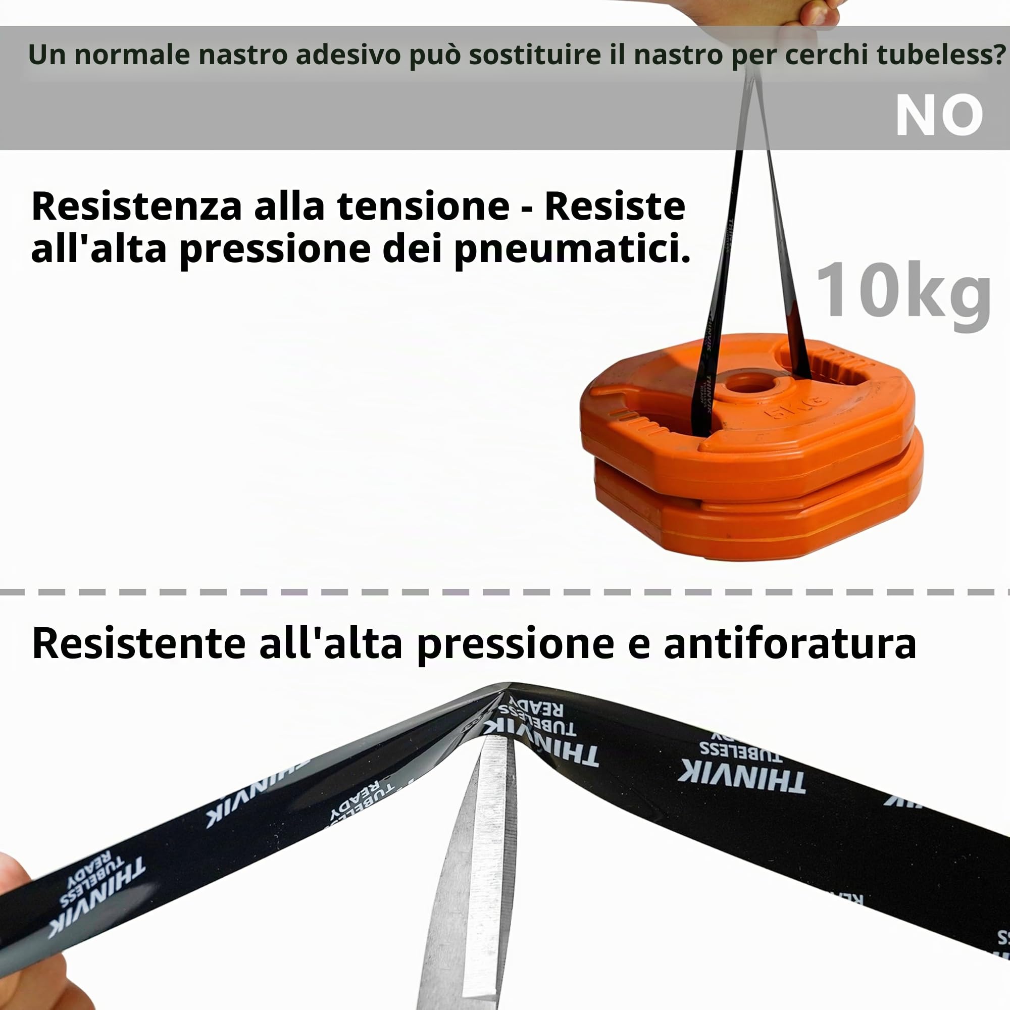 Nastro per Cerchi Tubeless 21-35 mm x 10 m per Bici MTB e Strada Cerchi in Carbonio e Lega
