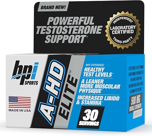 BPI Sports A-HD Elite - Potenciador de testosterona para hombre - Resistencia natural, fuerza, apoyo sexual - Aumenta el metabolismo - Quema de