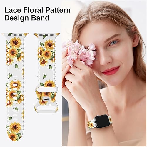 Miniatura 2 de Correa de encaje de flores compatible con Apple Watch Band de 1.575 pulgadas, 1.732 pulgadas, 1.614 pulgadas, 1.772 pulgadas, 1.772 pulgadas, 1.654