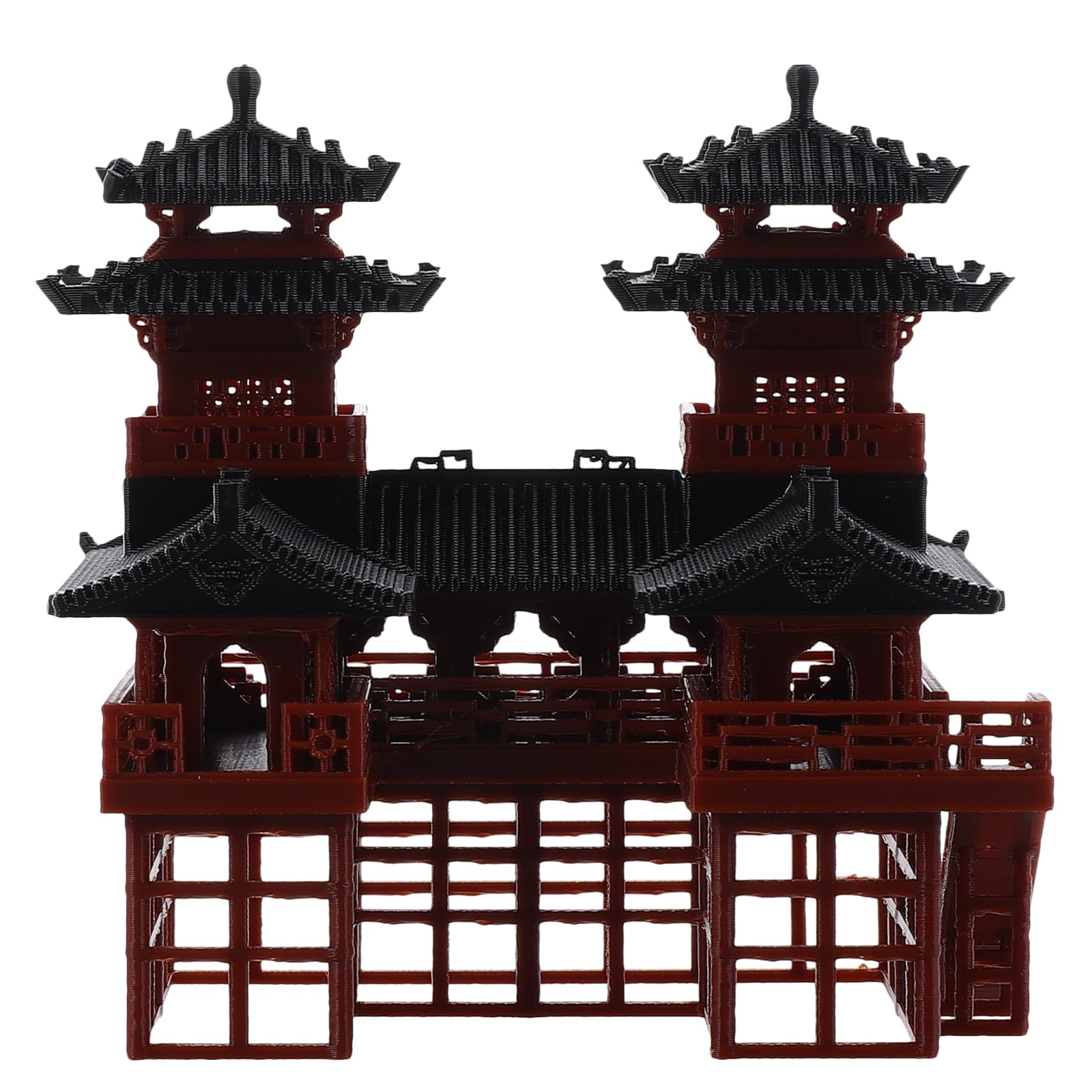 LUOZZY Miniature Twin Pagoda Micro Landscape Pavilion Ornament for Indoor Outdoor Bonsai Decorations Fairy Garden Accessories