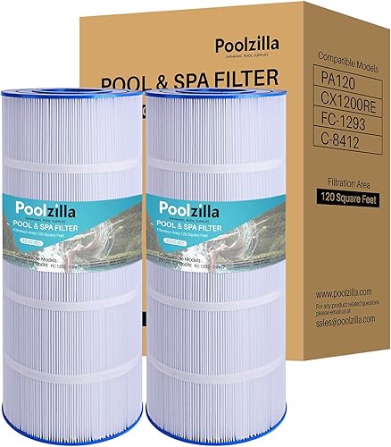 Poolzilla Paquete de 2 cartuchos de filtro de piscina, compatibles con PA120, CX1200RE, C1200, Unicel C-8412, Filbur FC-1293, Waterway Clearwater