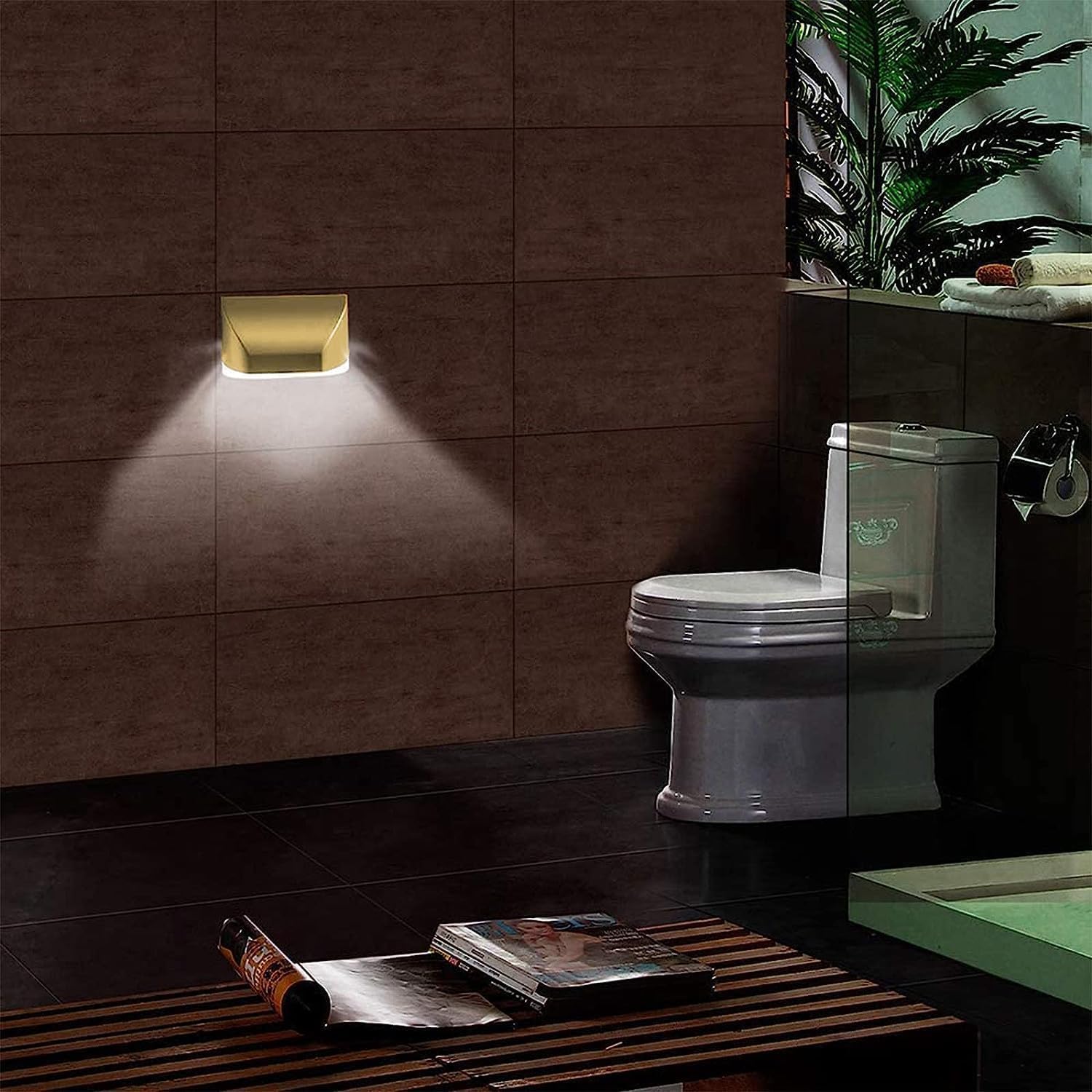 Keyhole Light Lamp Battery Operated PIR Infrared IR Wireless Auto Sensor Motion Detector Door Keyhole with 4 LED Bulbs Light Lamp Tap Lights LED Night Light for Key Hole/Door Lock (2pc Gold) image 4