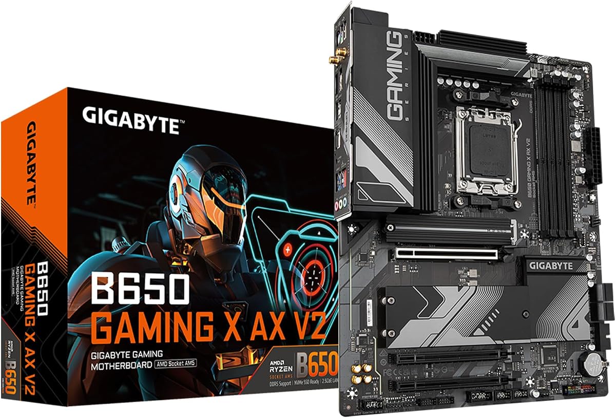 GIGABTE B650 Gaming X AX V2 (rev 1.0) Placa base AMD AM5 ATX, compatible con Ryzen 9000/8000/7000 Series, DDR5, 8+2+2 Power Phase, 3X M.2, PCIe 4.0, USB-C, WIFI6E, 2.5GbE, EZ-Latch, Q-Flash, RGB Fusion
