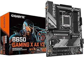 GIGABTE B650 Gaming X AX V2 rev 1.0 AMD AM5 ATX Motherboard, Support Ryzen 9000/8000/7000 Series, DDR5, 8+2+2 Power Phase, 3X M.2, PCIe 4.0, USB-C, WIFI6E, 2.5GbE, EZ-Latch, Q-Flash, RGB Fusion