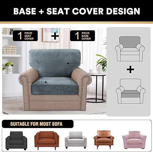 Miniatura 3 de PrinceDeco Fundas para sillas de terciopelo de varias piezas, fundas de cojín para sofá, fundas de cojín lavables, fundas de cojín de asiento y