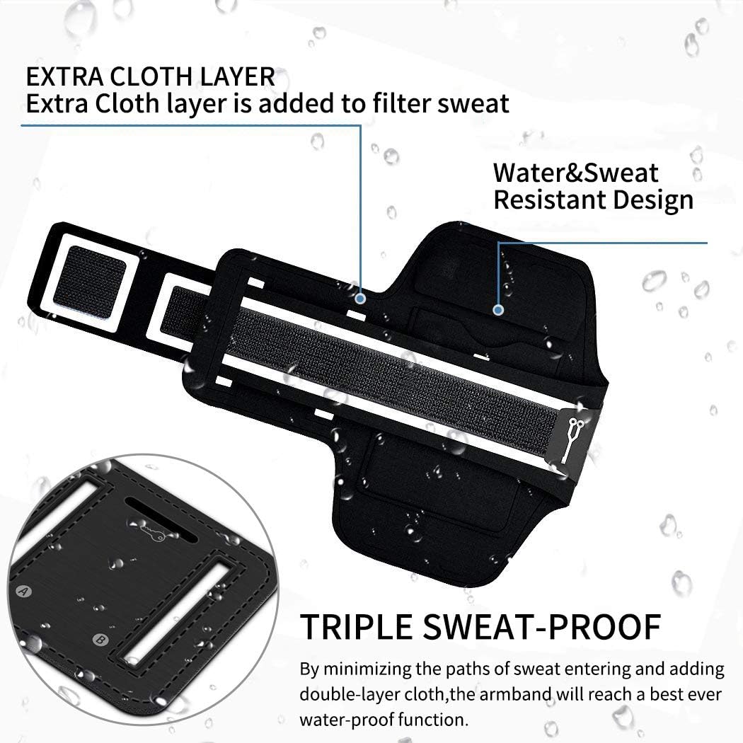 YOCHOS iPhone X/XR/Xs Max 8 7 6/6s Plus Armband Running Armband Fits Samsung Galaxy S9 + S8/S7/S6 Edge Note 9/8 LG G6 with Adjustable Elastic Band & Key Holder【Face Recognition Access】